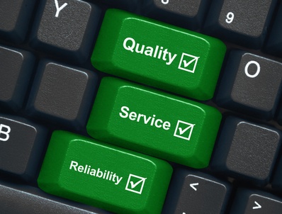 "Quality, Service & Reliability" keys on keyboard